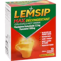lemsip max cold & flu with decongestant lemon hot drink