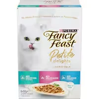 fancy feast petite delights wet cat food tuna, salmon & cod