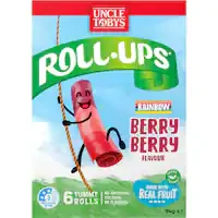 uncle tobys roll-ups fruit snack rainbow berry berry