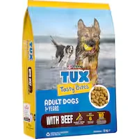tux tasty bites dry dog food beef
