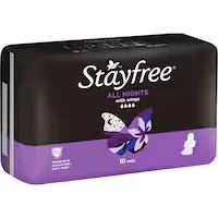 stayfree cotton soft pads all night wings