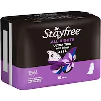 stayfree ultra thin pads all nights wings