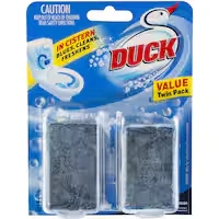 duck toilet flush in cistern blue block