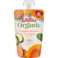 wattie's organic baby food 6+ months pumpkin kumara & courgette
