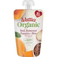 wattie's organic baby food 6+ months beef pumpkin rice spinach