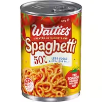 watties spaghetti 50% less added sugar