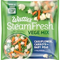wattie's steam fresh frozen mixed vegetables cauliflower, carrot, baby peas