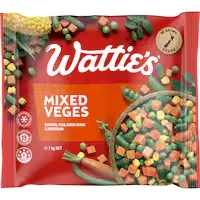 wattie's frozen mixed vegetables carrots, peas, beans & corn