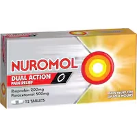 nuromol dual action ibuprofen & paracetamol strong pain relief tablets