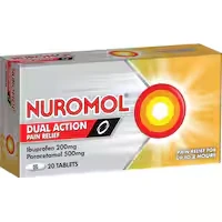nuromol dual action ibuprofen & paracetamol strong pain relief tablets