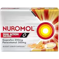 nuromol dual action ibuprofen & paracetamol pain relief liquid capsules