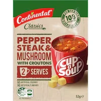 continental cup a soup instant soup pepper steak & mushroom 52g
