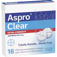 aspro extra strength pain relief aspirin soluble effervescent