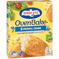 birds eye oven bake fish fillets original crumb 425g