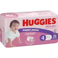 huggies ultra dry nappy pants girls size 4 (9-14kg)