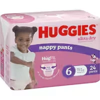 huggies ultra dry nappy pants girls size 6 (15-20kg)