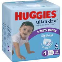 huggies ultra dry nappy pants boys size 4 (9-14kg)