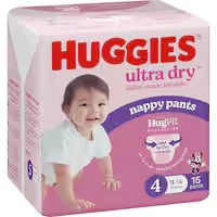 huggies ultra dry nappy pants girls size 4 (9-14kg)