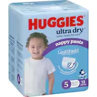 huggies ultra dry nappy pants boys size 5 (12-17kg)