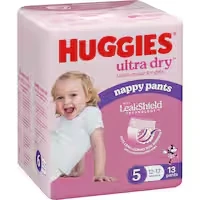 huggies ultra dry nappy pants girls size 5 (12-17kg)