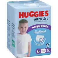 huggies ultra dry nappy pants boys size 6 (15-20kg)