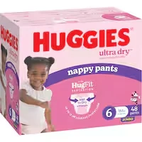 huggies ultra dry nappy pants girls size 6 (15-20kg)