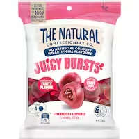 the natural confectionery co juicy bursts strawberry & raspberry
