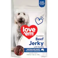 love em dog treats beef jerky tomato