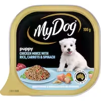 my dog puppy wet dog food chicken, rice, carrot & spnch