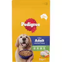 pedigree 7+ dry dog food with real turkey
