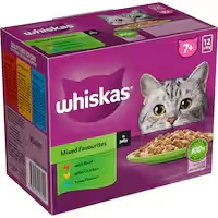 whiskas senior wet cat food mixed favourites in jelly 7+