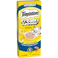 temptations creamy spoons cat treats chicken & salmon