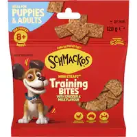 schmackos mini strapz dog treats training bites chicken & milk