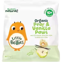 little bellies organic baby snacks pear & vanilla paws 10+ months