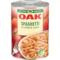 oak spaghetti in tomato sauce