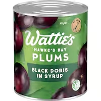 watties plums black doris in syrup