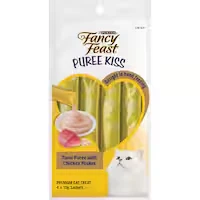 fancy feast puree kiss cat treats tuna puree with chicken flakes