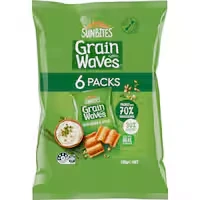 sunbite grain waves multipack wholegrain chips sour cream & chives 108g