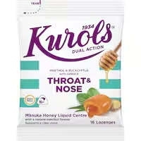 kurols dual action throat & nose lozenges menthol & eucalyptus