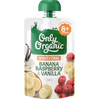 only organic stage 3 baby food banana, raspberry & vanilla