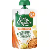 only organic stage 3 baby food carrots, red lentils, cheddar