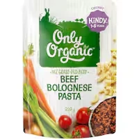 only organic kindy kids meal beef bolognese pasta