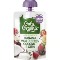 only organic kindy toddler food banana mxd berry coconut chia