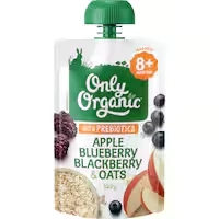 only organic baby food 8+ months apple blueberry blackberry oat
