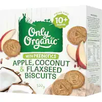 only organic baby snacks 10+ months apple coconut flaxseed biscuit