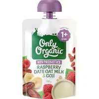only organic baby food rasoberry date oat milk & goji