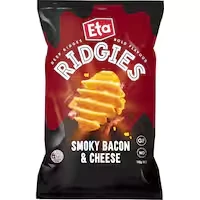 eta ridgies potato chips smoky bacon & cheese