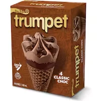 tip top trumpet ice cream on cone chocolate 440ml