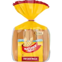 natures fresh bread rolls hot dog
