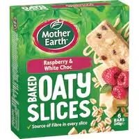 mother earth oaty slices oat bars raspberry & white choc